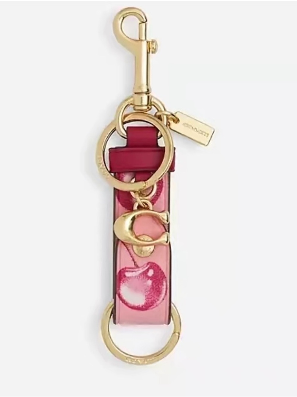 Coach Trigger Snap Bag Charm Pink Cherry Keychain